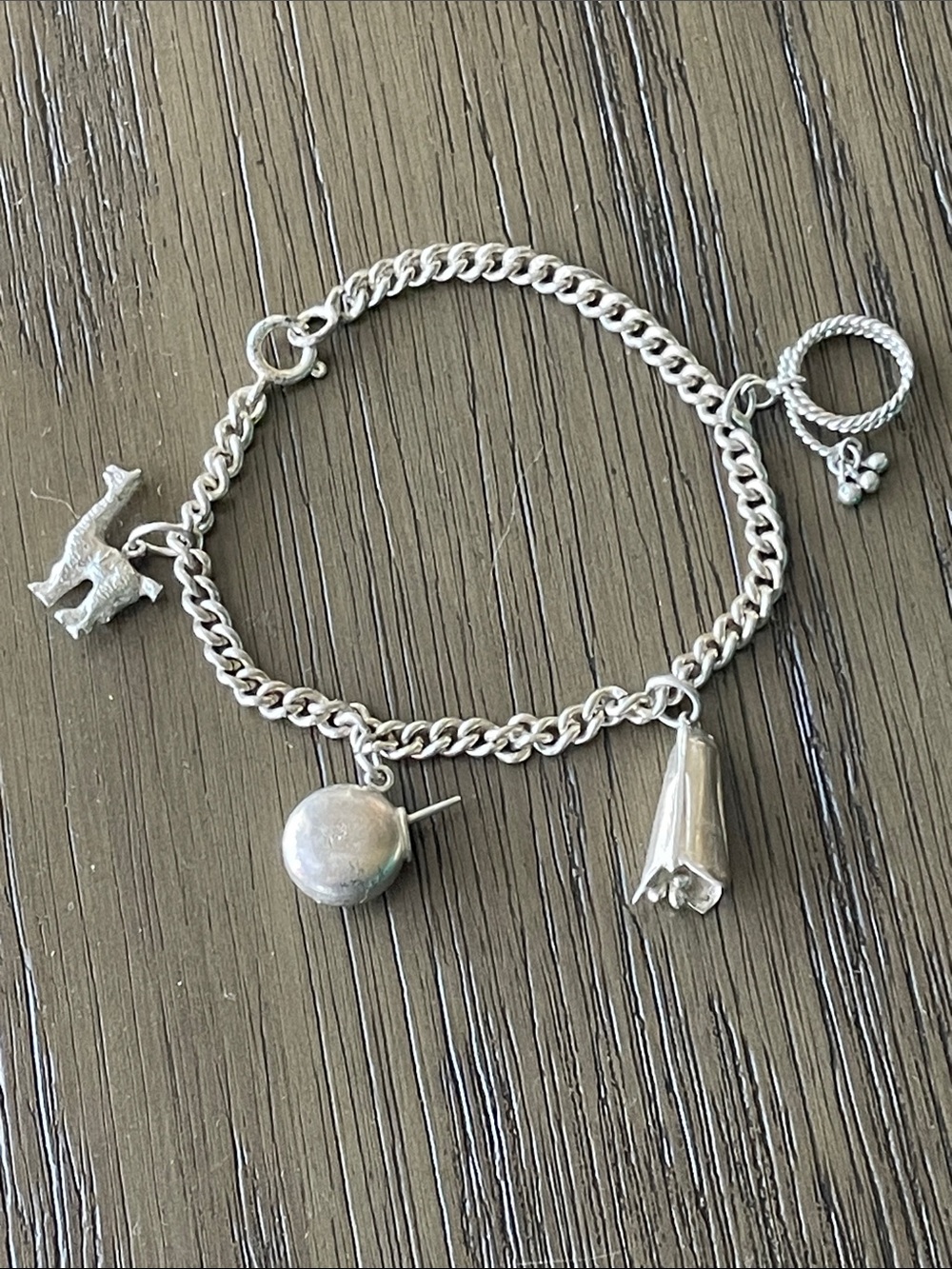 Silver Peruvian Charm Bracelet with Floral and Charms